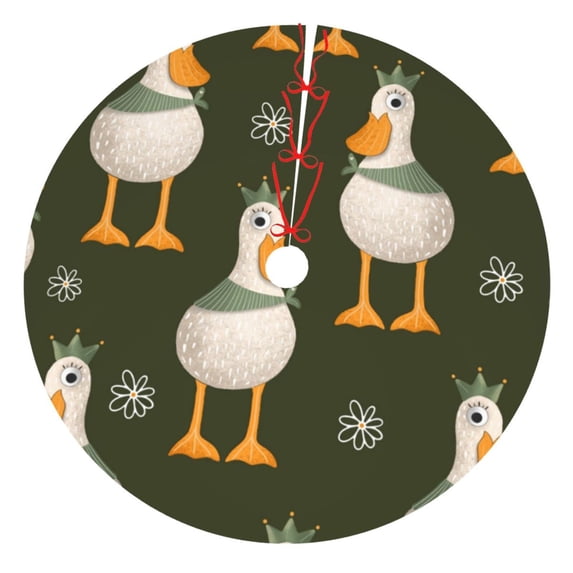 Sikiie Mallard Ducks Wild Birds 30-48 inches {designName} Print Christmas Tree Skirt Snowman Xmas Tree Skirt with Edge Christmas Decorations for Holiday Party-30"