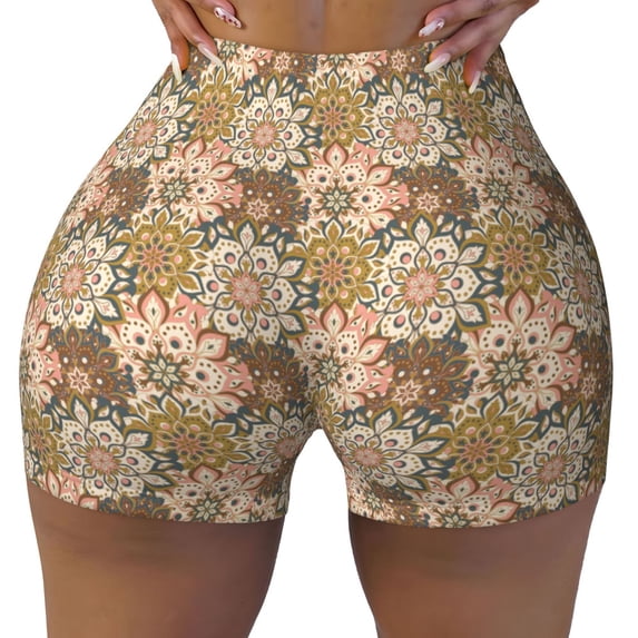 Sikiie Mandala Print Workout Shorts Women Scrunch Butt Gym Shorts Seamless High Waist Tummy Control Yoga Biker Athletic Shorts