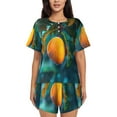 thumbnail image 1 of Sikiie Mango In The Rain Womens Pajama Sets Short Sleeve Top With Pants Sleepwear 2 Piece Lounge Set-Large, 1 of 6
