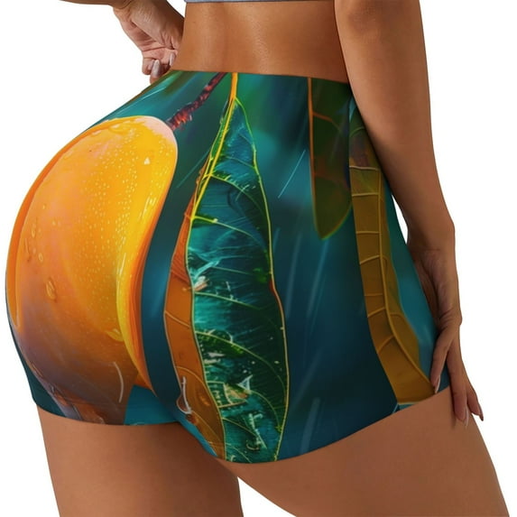 Sikiie Mango In The Rain Workout Shorts Women Scrunch Butt Gym Shorts Seamless High Waist Tummy Control Yoga Biker Athletic Shorts-Small