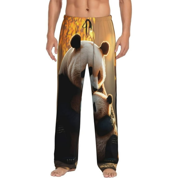 Sikiie Maple Forest Panda Mens Pajama Pants Sleep & Lounge Pants, PJ Bottoms With elastic waistb and Pockets X-Large