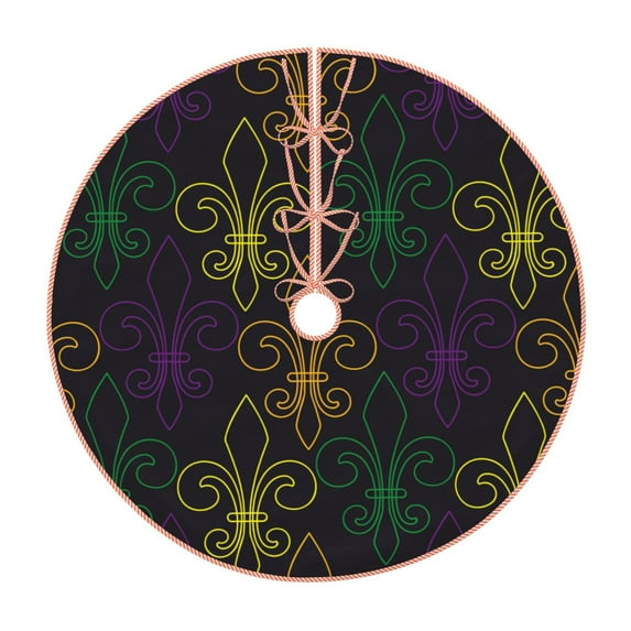 Sikiie Mardi Gras Carnival Nativity Christmas Tree Skirt, Jesus Christian Winter Holiday Tree Mat Decoration(30-48IN)30"