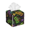 thumbnail image 1 of Sikiie Mardi Gras Surface Leather Tissue Box Cover Square, tissue box holder, Tissue Box with Bottom Belt-5.2”x5.2”x5.2”, 1 of 7