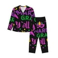thumbnail image 1 of Sikiie Mardi Gras with Flamingo Women's Long-Sleeve Shirt and Full-Length Bottom Pajama Set (s-xxl)-Medium, 1 of 7
