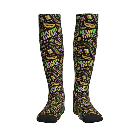 Sikiie Mardi Gras3 1 Pairs Compression Socks for Men and Women 15-20 mmHg Running Support Socks