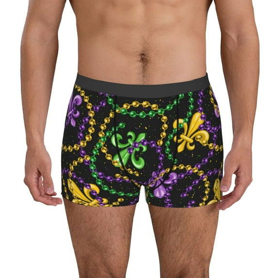Sikiie Mardi Gras6 Print Men's Boxer Briefs, Elastic Waistband Boxer Briefs Leggings-Small