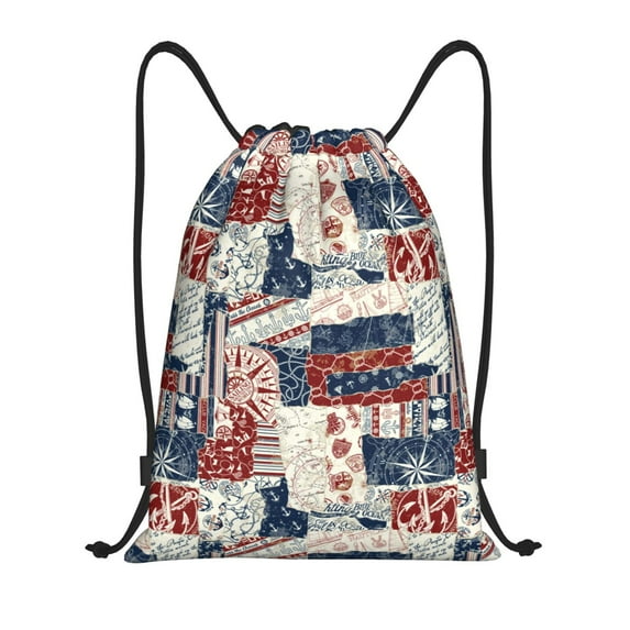 Sikiie Marine Sailing Drawstring Backpack Drawstring Bags, Draw String Back Bag for Sports, Gym, Travel, Swimming, Beach-Medium