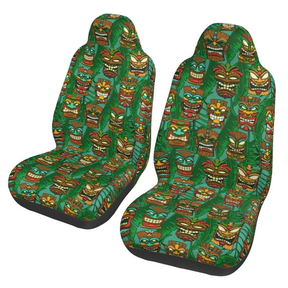 Sikiie Mask And Palm Leaves Car Seat Protector 2 Pack Car Seat Cushion Mat, Car Seat Covers for SUV, Truck, Van