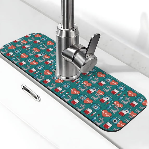 Sikiie Medical Elements Splash Guard for Sink Faucet-1 PC Super Absorbent Fast Drying Mat Sink Gadgets-Splash Guard for Kitchen, Sink Mat