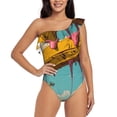 thumbnail image 1 of Sikiie Melting Banana Fantasy Print Women One Piece Swimsuits Tummy Control One Shoulder Bathing Suits Ruffle Swimwear, From S to XXL-X-Large, 1 of 6