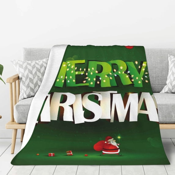 Sikiie Merry Christmas Cozy Flannel Fleece Throw Blanket: Lightweight & Thick for All Seasons - Perfect for Women, Men, & Kids"50"x40"