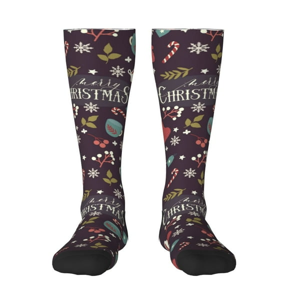 Sikiie Merry Christmas Knee Socks, High Socks Long Stretchy Sock Women Knee High Stocking, Long Socks for Women