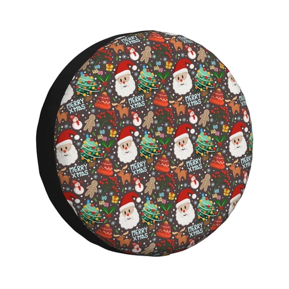 Sikiie Merry Christmas PVC Leather Spare Tire Wheel Cover Spare Tire Cover, for Car Truck SUV Camper Trailer Universal Fit(14-17in)-17 inch
