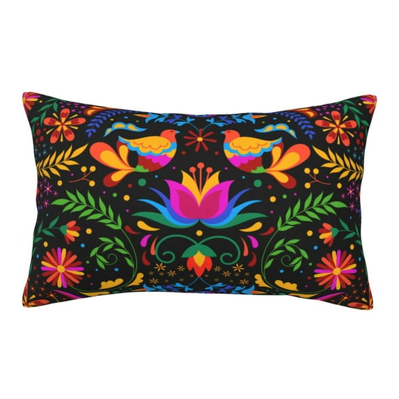 Sikiie Mexican Flower Traditional1 Print Plush Pillow Cover, Wrinkle-proof and Stain-resistant Pillow Protector without Pillow Core, Home Decoration-14"x20"