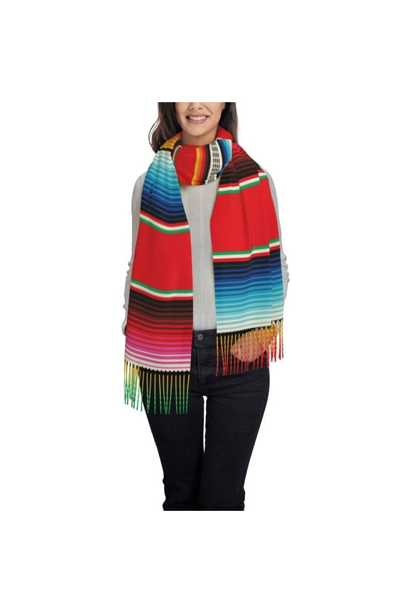 Mexican Serape Blanket Stripes Shawl Wraps Big Scarf Tassel Fall Winter Thick Scarf Warm Shawl Women Fall Gifts
