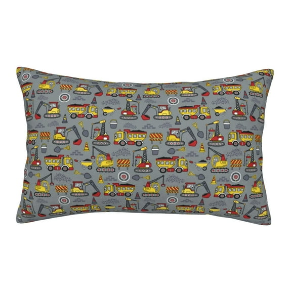 Sikiie Modern Excavator Print Plush Pillow Cover, Wrinkle-proof and Stain-resistant Pillow Protector without Pillow Core, Home Decoration-16"x24"