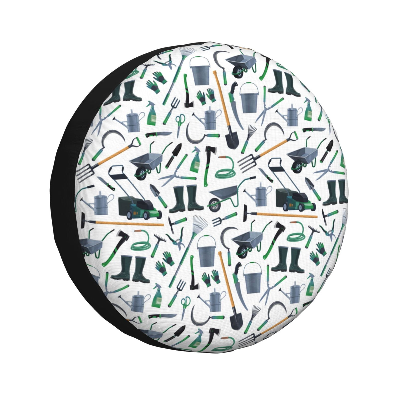 GENANY Veteran 15 Inch PVC Leather Spare Tire Cover - Waterproof, Universal Fit For RV, Jeep, Trailer