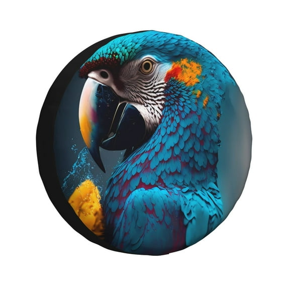 Sikiie Modern Style Blue Parrot PVC Leather Spare Tire Wheel Cover Spare Tire Cover, for Car Truck SUV Camper Trailer Universal Fit(14-17in)-14 inch