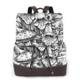 thumbnail image 1 of Sikiie Monochrome Botanical Illustration Women Genuine Leather Backpack Fashion Rucksack Daypack Leather Casual Travel Backpacks for Women, 1 of 4