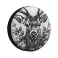 thumbnail image 1 of Sikiie Monochrome Deer Floral PVC Leather Spare Tire Wheel Cover Spare Tire Cover, for Car Truck SUV Camper Trailer Universal Fit(14-17in)-15 inch, 1 of 6
