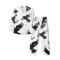 thumbnail image 1 of Sikiie Monochrome Flying Ravens Mens Pajama Set, Soft Warm Long Sleeve Sleepwear, Cozy Button-Down Pjs for Men-Large, 1 of 7