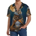 thumbnail image 1 of Sikiie Moon Night Sky Cute Rabbit Men's Wrinkle Free Untucked Cuban Shirt Business Casual Button Down Shirts Short Sleeve Shirt4X-Large, 1 of 5