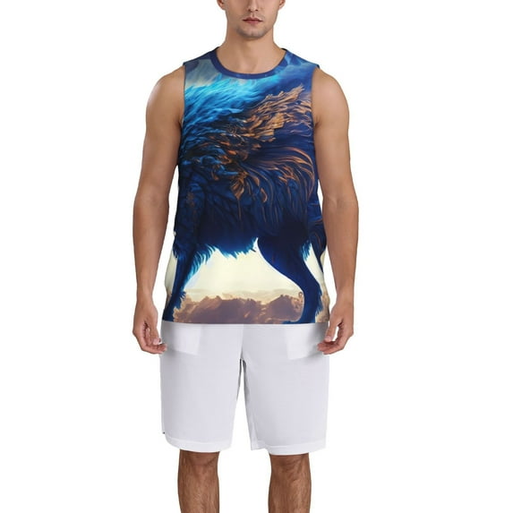 Sikiie Moonlit Blue Wolf Basketball Jersey Reversible Men's Mesh Athletic Sports Shirts Training Practice S-4XL3X-Large