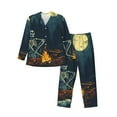 thumbnail image 1 of Sikiie Moonlit Skeleton Campfire Mens Pajama Set, Soft Warm Long Sleeve Sleepwear, Cozy Button-Down Pjs for Men-XX-Large, 1 of 7