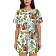 thumbnail image 1 of Sikiie Mosaic Forest Squirrel Womens Pajama Sets Short Sleeve Top With Pants Sleepwear 2 Piece Lounge Set-Medium, 1 of 6