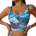 thumbnail image 1 of Sikiie Mountain Cottage In Snow Print Strappy Sports Bra for Women Padded Push Up Sports Bra Athletic Running Sports Bra Workout Bra Yoga Bra, 1 of 5