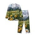 thumbnail image 1 of Sikiie Mountain Daisy Meadow Mens Pajama Set, Soft Warm Long Sleeve Sleepwear, Cozy Button-Down Pjs for Men-Small, 1 of 7