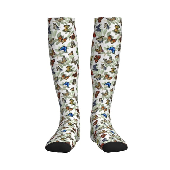 Sikiie Multicolored Butterflies 1 Pairs Compression Socks for Men and Women 15-20 mmHg Running Support Socks
