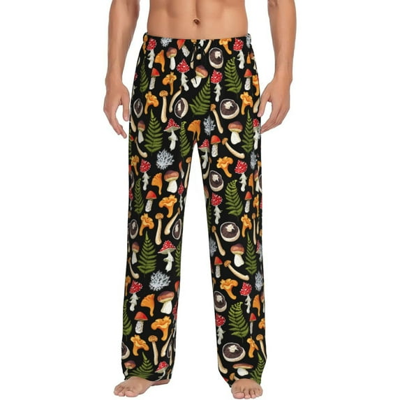 Sikiie Mushrooms Mens Pajama Pants Sleep & Lounge Pants, PJ Bottoms With elastic waistb and Pockets Large