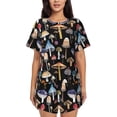 thumbnail image 1 of Sikiie Mushrooms and Autumn Leaves Womens Pajama Sets Short Sleeve Top With Pants Sleepwear 2 Piece Lounge Set3X-Large, 1 of 6