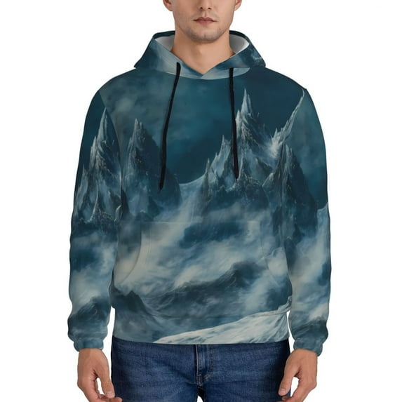 Sikiie Mysterious Moonlit Mountains Men's Hoodie, Essentials Hoodie, Sweatshirt, Pullover Hooded Sweatshirt for Men-Small