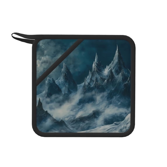 Sikiie Mysterious Moonlit Mountains Pot Holders Kitchen Insulation Mats Heat Resistant Pot-Holder Oven Anti-Scald Pads for Cooking Baking, 7.1*7.1inch