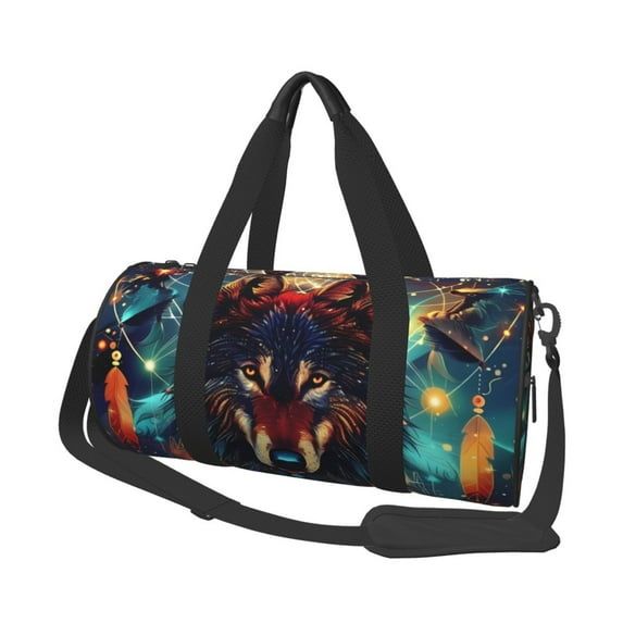 Sikiie Mystic Wolf Dreamcatcher Duffel Bag, Travel Bag, Sports Gym Bag - Ideal for Sports, Gym, Overnight Stays