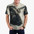 thumbnail image 1 of Sikiie Mystical Bull in Fog Print Men's Short-sleeved POLO Shirts, Button-down Shirts and T-shirts are Suitable for Vacation, Leisure and Business-Large, 1 of 6
