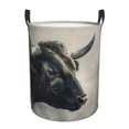 thumbnail image 1 of Sikiie Mystical Bull in Fog Print Round Dirty Clothes Basket, Waterproof Standing Foldable Storage Basket, for Laundry Room, Bedroom, Bathroom Storage-Medium, 1 of 6