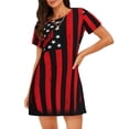 thumbnail image 1 of Sikiie Nautical American Flag Print Women's Short-sleeved Nightdress, Round Neck Pullover Nightdress Pajamas Summer Home Wear, 1 of 6