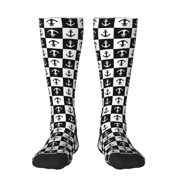 Sikiie Nautical Anchors1 Knee Socks, High Socks Long Stretchy Sock Women Knee High Stocking, Long Socks for Women