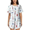 thumbnail image 1 of Sikiie Nautical Lighthouse Sailboat Womens Pajama Sets Short Sleeve Top With Pants Sleepwear 2 Piece Lounge Set3X-Large, 1 of 6