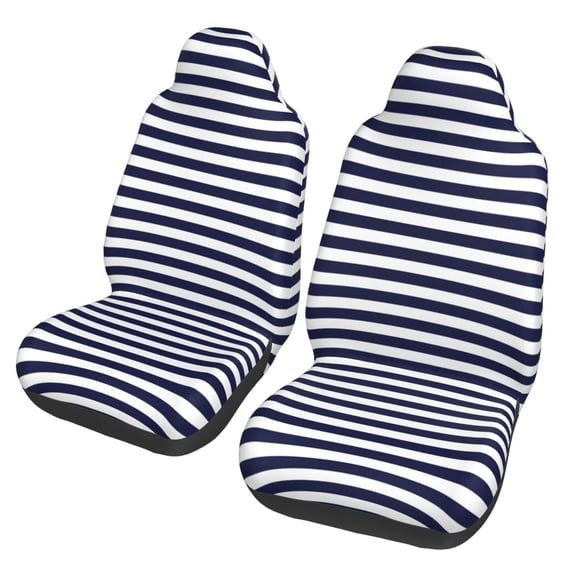 Sikiie Navy Blue And White Stripes Car Seat Protector 2 Pack Car Seat Cushion Mat, Car Seat Covers for SUV, Truck, Van