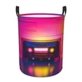 thumbnail image 1 of Sikiie Neon Cassette Tape Print Round Dirty Clothes Basket, Waterproof Standing Foldable Storage Basket, for Laundry Room, Bedroom, Bathroom Storage-Medium, 1 of 6