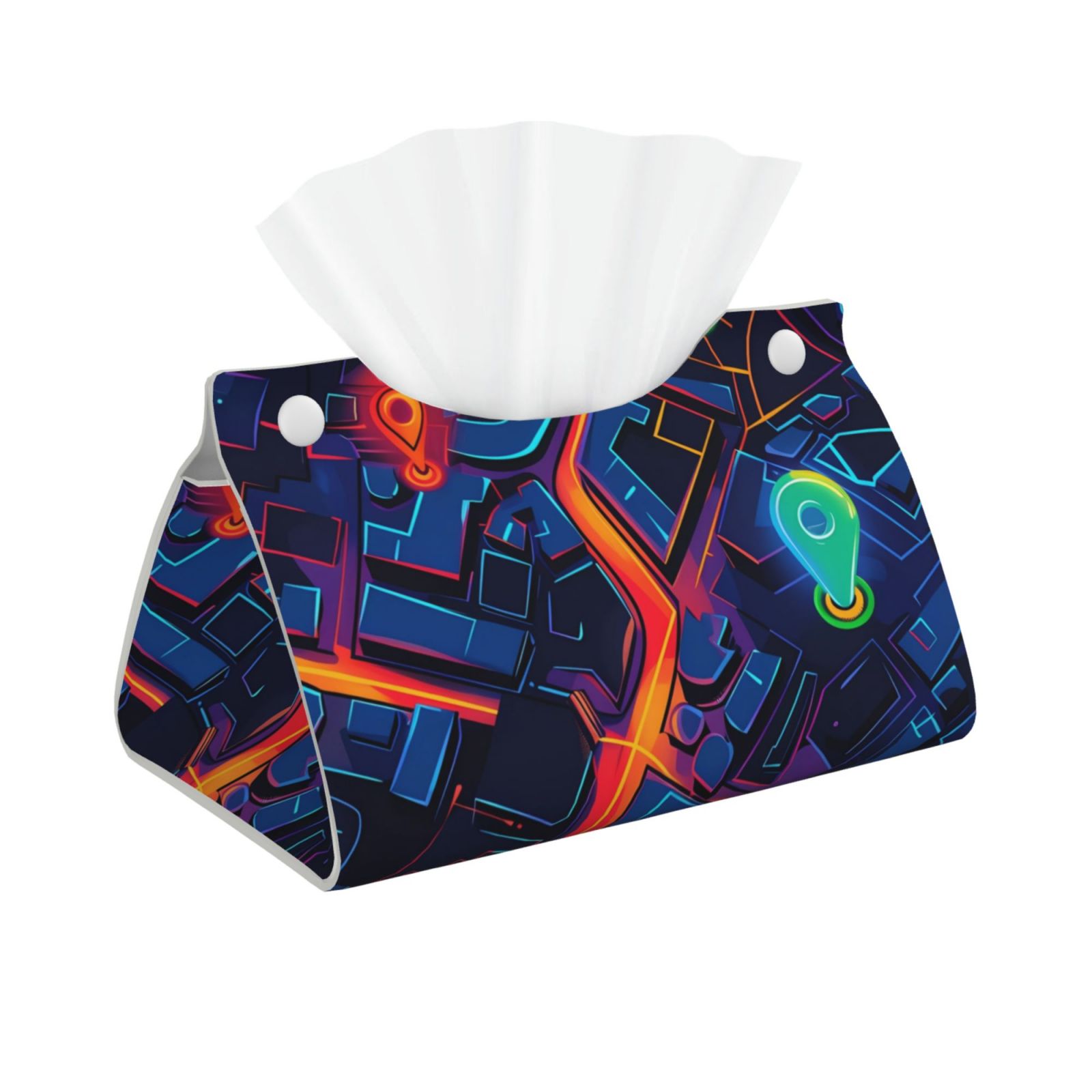 Sikiie Neon City Map Leather Tissue Box Cover Rectangle, Long Tissue ...