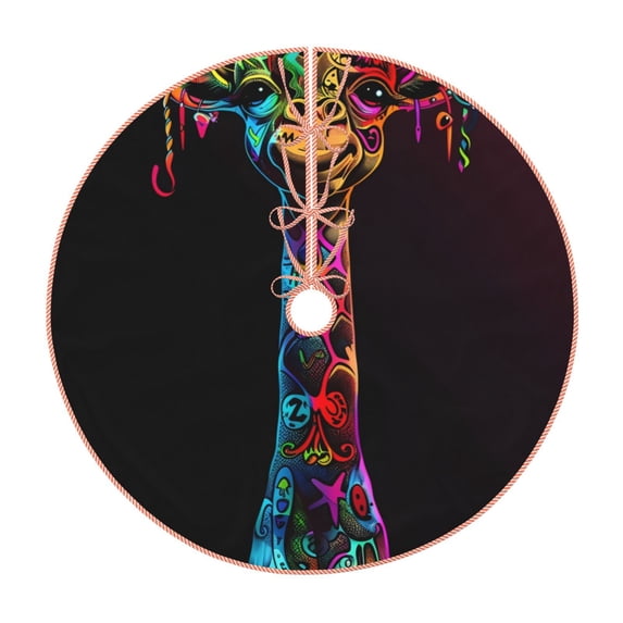 Sikiie Neon Psychedelic Giraffe Christmas Tree Skirt, Christmas Tree Decorations, Christmas Decor, Tree Mat Decoration(30-48IN)-48"