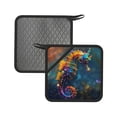 thumbnail image 1 of Sikiie Neon Seahorse Underwater Realm Pot Holders Kitchen Insulation Mats Heat Resistant Pot-Holder Oven Anti-Scald Pads for Cooking Baking, 7.1*7.1inch, 1 of 8