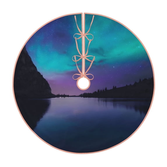 Sikiie Night At Lake Aurora Christmas Tree Skirt, Christmas Tree Decorations, Christmas Decor, Tree Mat Decoration(30-48IN)-36"