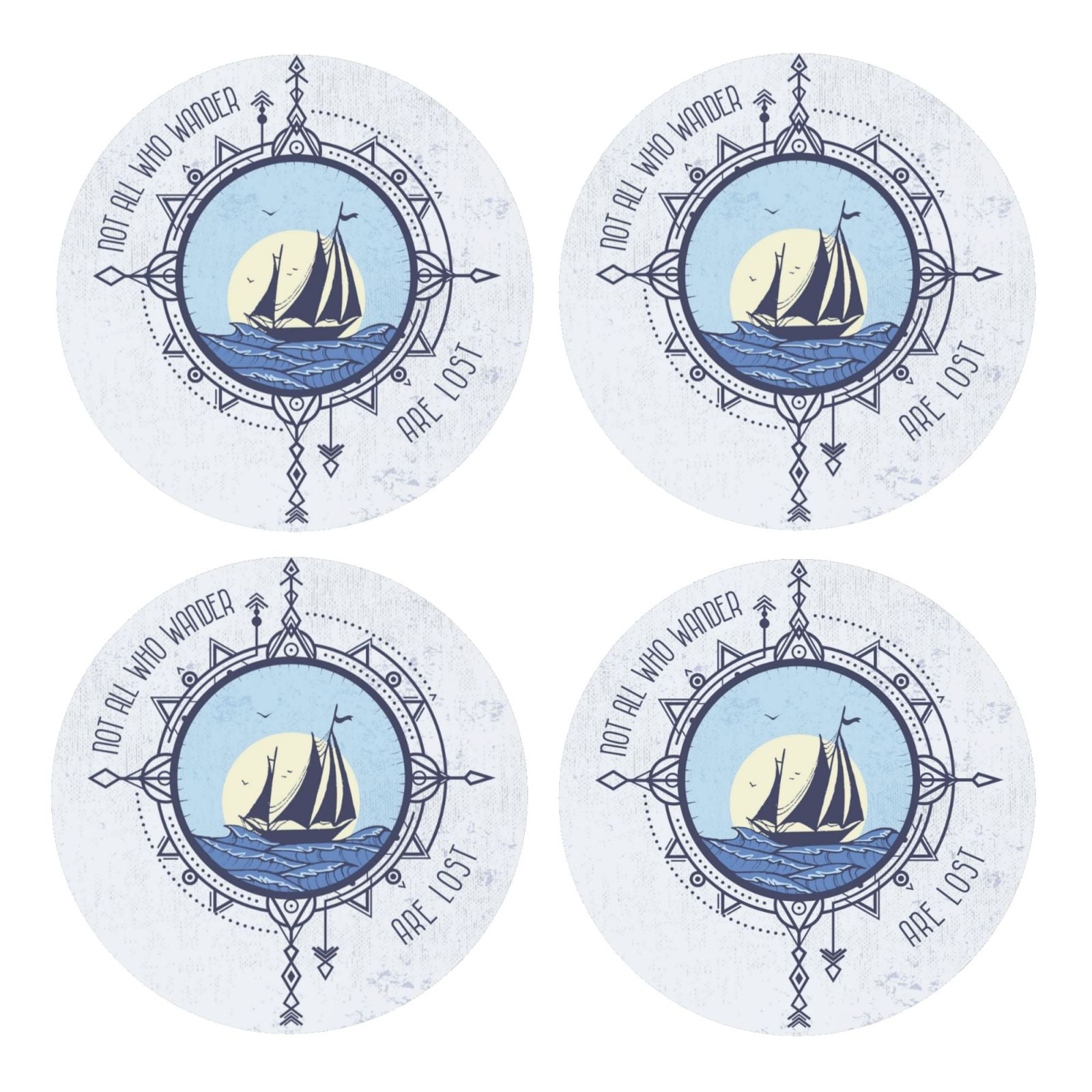 Sikiie Not All Who Wander Are Lost2 MDF Cork Coaster 4 Pcs Absorbent