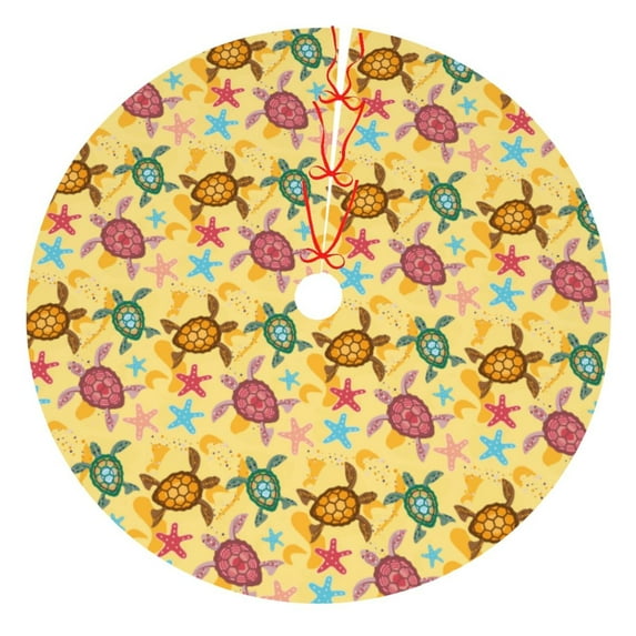 Sikiie Ocean And Sea And Sand 30-48 inches {designName} Print Christmas Tree Skirt Snowman Xmas Tree Skirt with Edge Christmas Decorations for Holiday Party-36"